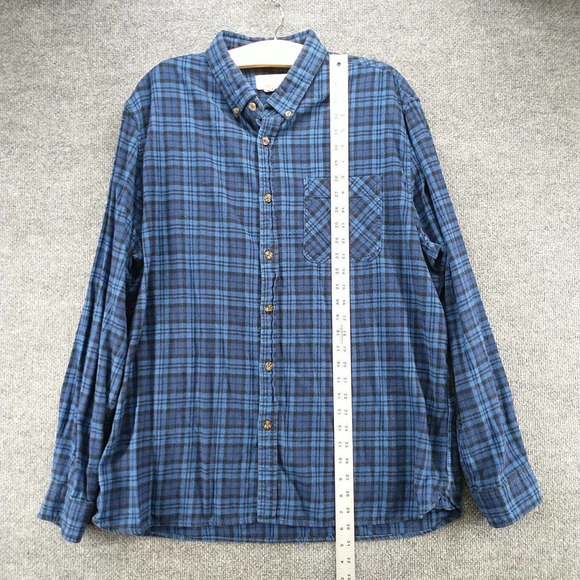 Boston Traders Men's Flannel Button-Down Shirt Blue Black XXL Plaid 100% Cotton - Picture 10 of 12